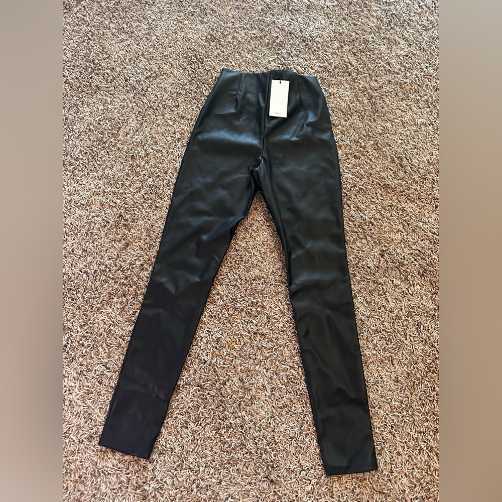 MANGO Black Faux Leather Leggings